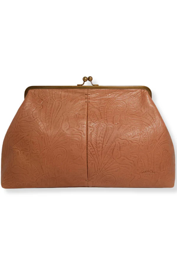 American Leather Co Grace Saddle Tooled Oversized Clutch | The Willow Tree