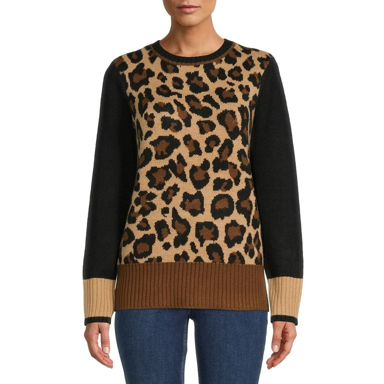 BeachLunchLounge Women's Leopard Pullover Sweater - Walmart.com | Walmart (US)