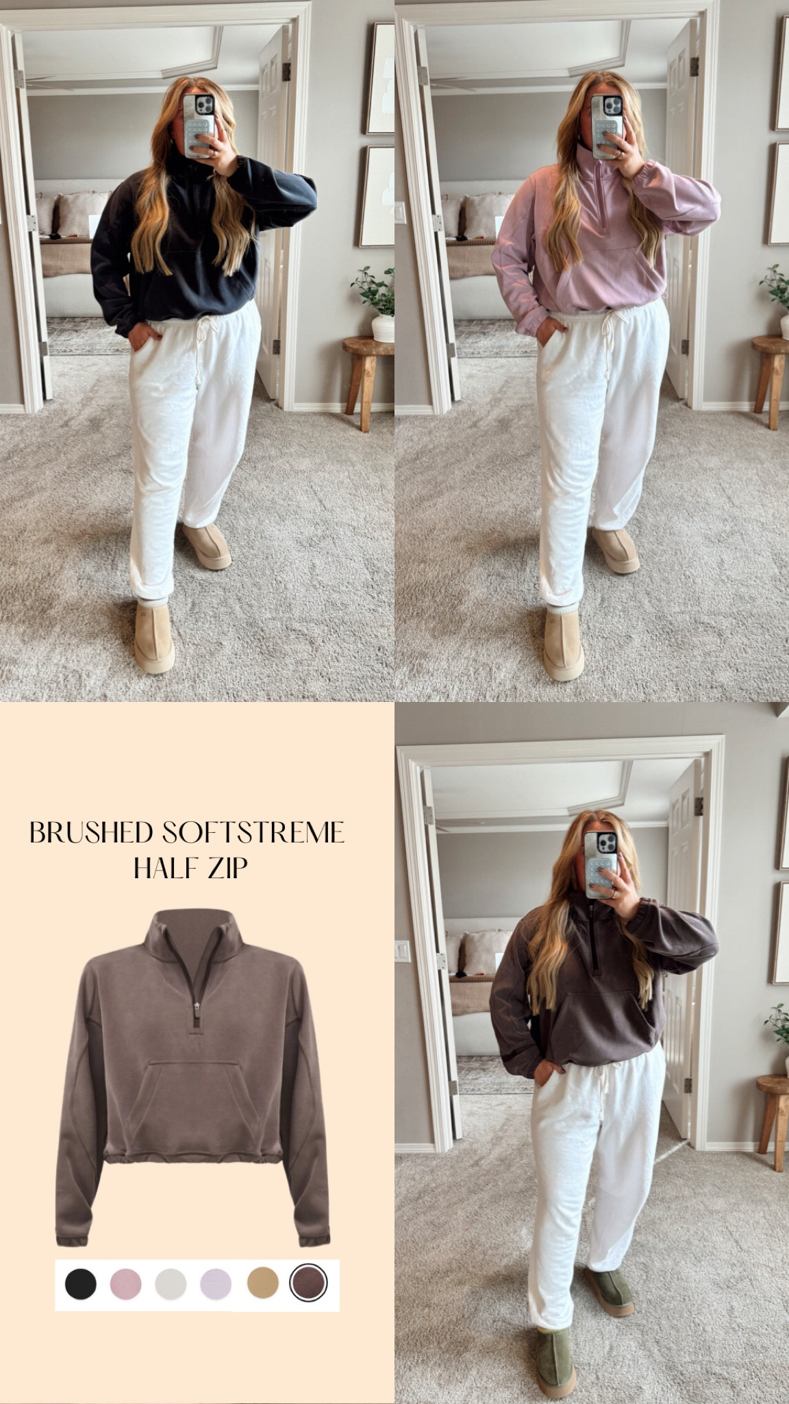 My favorite half zip, the brushed softstreme by Lululemon. Comes in six colors. I’m wearing my true size 12.

#LTKMidsize #LTKActive #LTKFitness