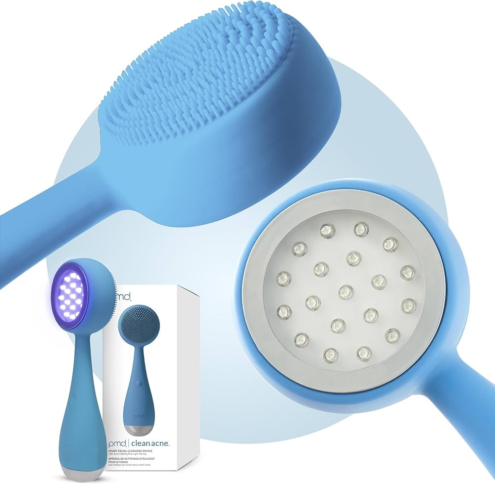 PMD Beauty Facial Cleansing Brush - Smart Silicone Brush with Blue Light Treatment - SonicGlow Vi... | Amazon (US)