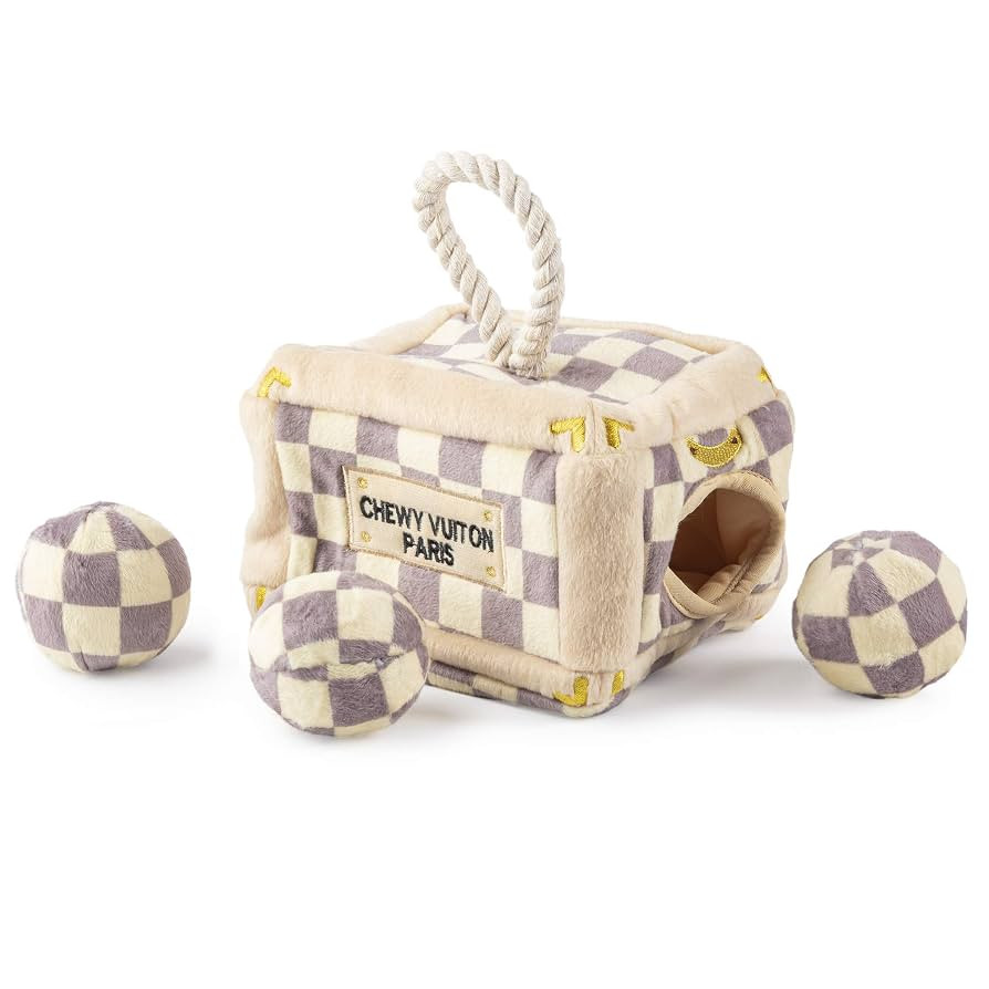 Haute Diggity Dog Checker Chewy Vuiton Trunk Activity House, Plush Designer Dog Toys with Interac... | Amazon (US)