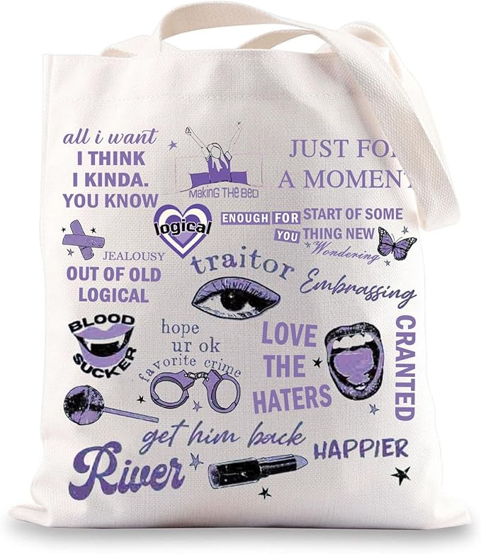 G2TUP Singer Album Aesthetic Tote Bag Vampire Fangs Reusable Shopping Bag Purple Butterfly Concer... | Amazon (US)