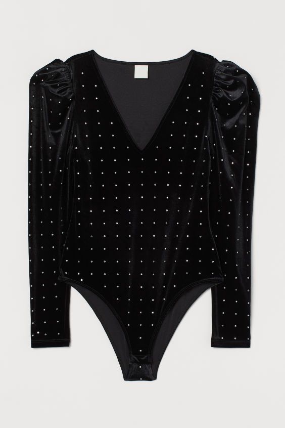 Velour Bodysuit with Studs | H&M (US)