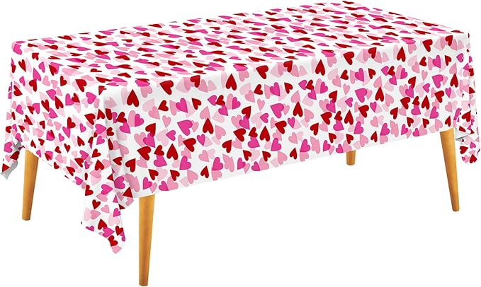 Valentine's Love 3-Pack Tablecloths: Waterproof & Disposable Plastic Covers, 54x108, Romantic Hea... | Amazon (US)