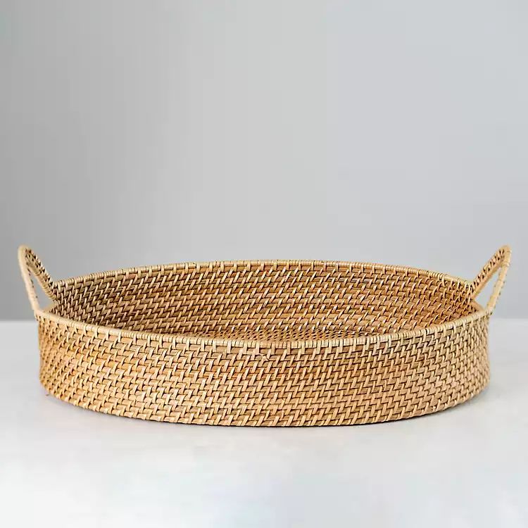 New! Oval Rattan Tray with Handles | Kirkland's Home