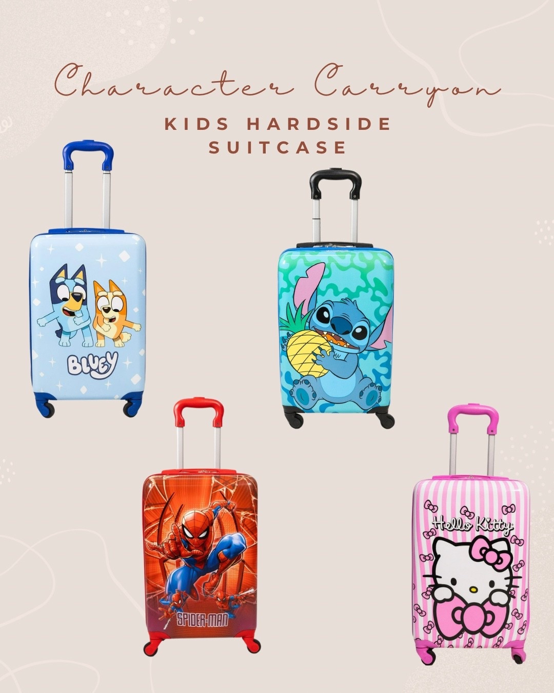 Kids Character Carry on suitcases on sale! 🧳✈️

#ChristmasPajamas #ChristmasDecor #FallFamilyPhoto #Outfit #Garland #Christmastree #Blackfriday #perfume #Rugs #wintervest #Amazonfinds #Organization #Photography #Contentcreators #Amazon #Neewer #ringlight #Studiolight #WalkingPad #Boots #Giftguide #HolidaySeason #Thanksgiving #Targetdeals #Musthaves #WineGlasses #Wineanddine #TravelOutfitdeals #Cybermonday #BlackFriday #Cowgirl #Amazon #Plussize #Plussizefashion #plus #Dailydeals #Targethaul #Momfinds #Momlife #Ltkmomlife #Ltkselfcare #Dailypost #ItBag #Christmasstorage #LTKcyberweek #LTKFamily #Contentessentials #Amazoninfluencer #Amazon #Contentcreators #Essentials #ChristmasDecor #RedLightMask #HolidayParty #TriangleScarves

#LTKHoliday #LTKTravel #LTKmomlife