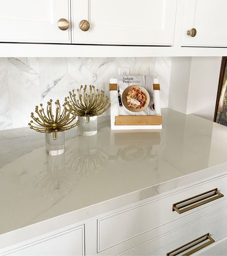 Decorative gold object cookbook stand gold cabinet hardware  #kitchendecor #kitchen #decorating #homedecor 

#LTKhome #LTKstyletip #LTKsalealert