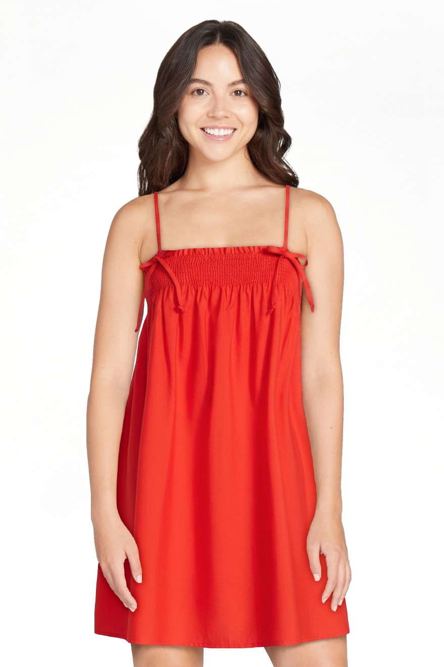 No Boundaries Cotton Poplin Smocked Mini Dress with Tie Straps, Women's XXS-XXL | Walmart (US)