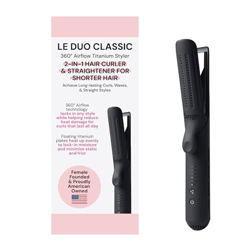 L’Ange Hair Le Duo Standard 360° Airflow Styler | Curl & Straighten with One Tool | 3.5" Snag-Free Titanium Plates | Cooling Air Vents to Set Curls | Adjustable Temp & Auto Shut-Off | Black | Amazon (US)