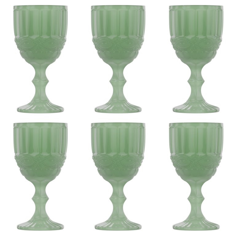 Elle Decor Wine Glasses Jade Green Colored Glassware Set, Set of 6 (8.4 oz) | Walmart (US)