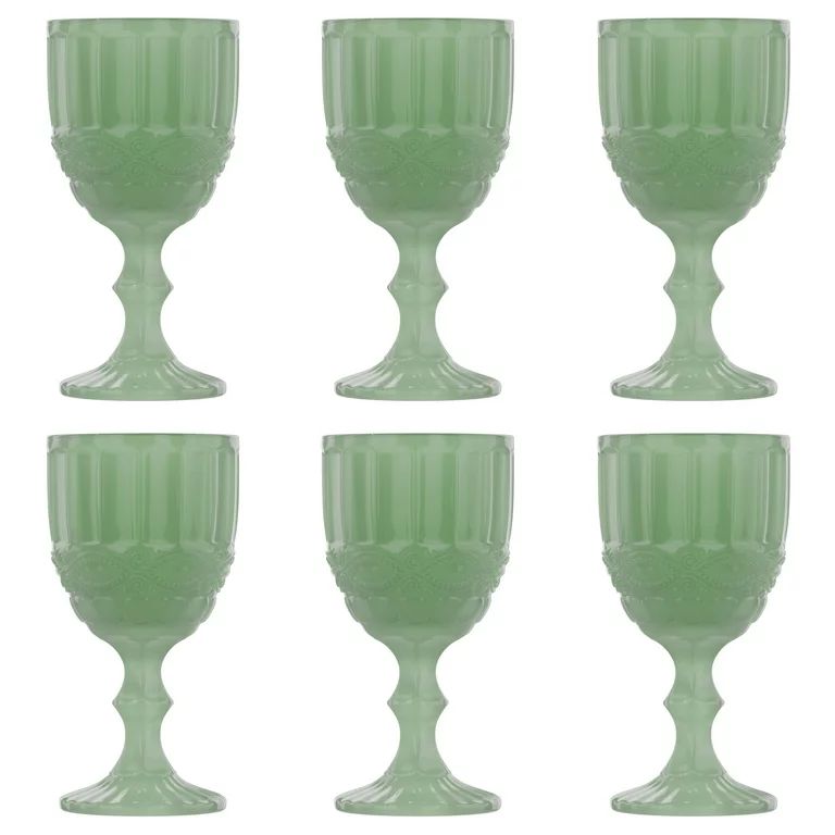 Elle Decor Wine Glasses Jade Green Colored Glassware Set, Set of 6 (8.4 oz) | Walmart (US)
