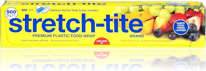 Stretch-Tite Premium Plastic Food Wrap, 500 Sq. Ft., 516.12-Ft. x 11.5/8-Inch | Amazon (US)