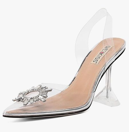 Amazon clear heels designer look alike Amina crystal heels 