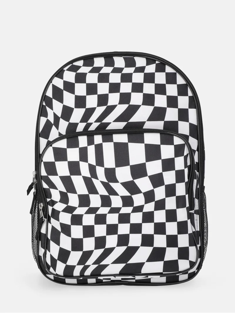 Wonder Nation Kids' 17" Optic Checks Backpack, Black and White | Walmart (US)