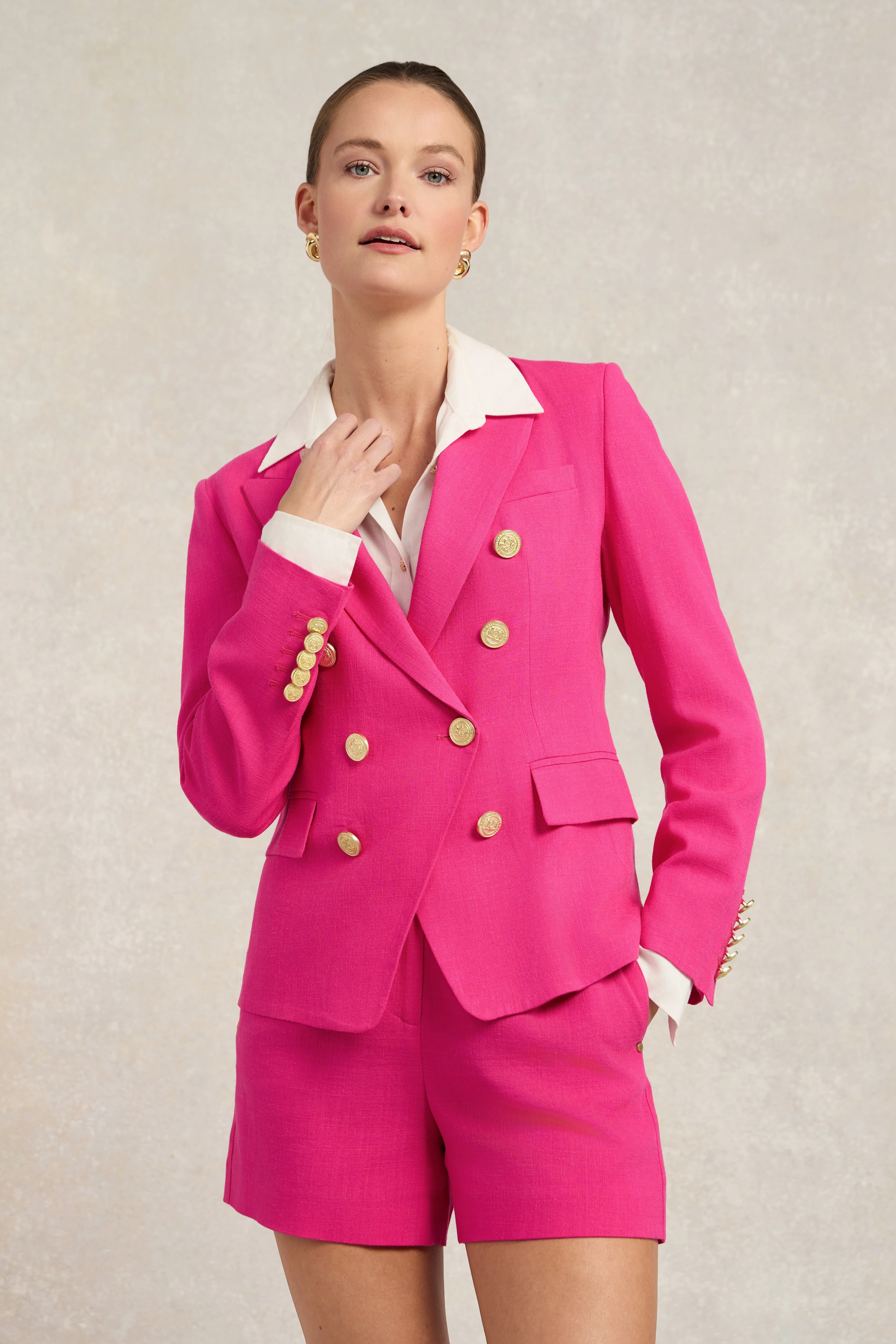Knightsbridge Blazer (Hot Pink Linen) | Holland Cooper