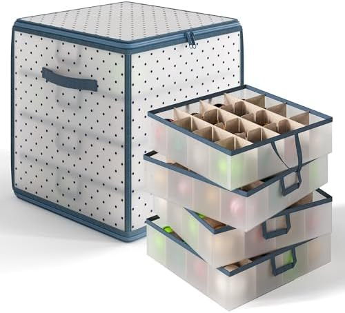 Hearth & Harbor Christmas Ornament Storage Box With 4 Inner Tray Dividers - Plastic Ornament Stor... | Amazon (US)