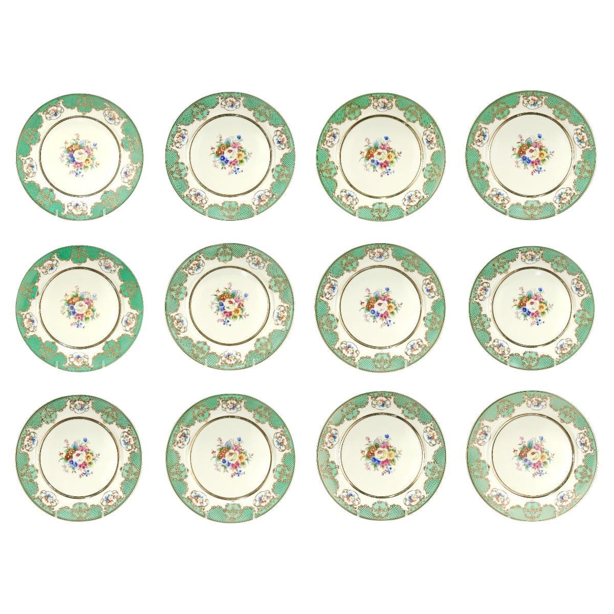 Set of 12 Noritake Morimura Gilt Dinner or Service Plates, Ex-Seidenberg | 1stDibs