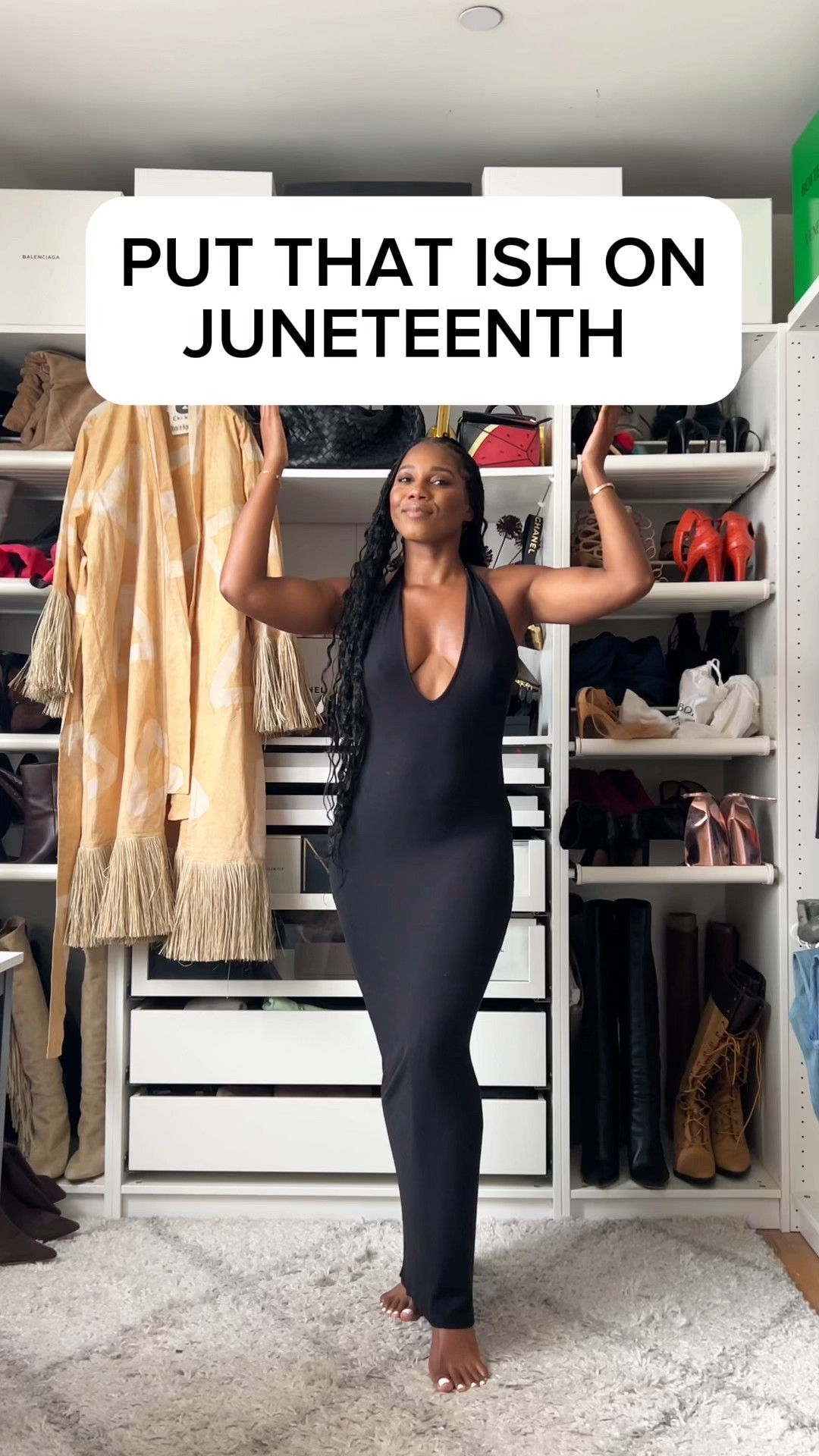 Shop the look!

Eki Kere robe on ekikere.com (Medium)
@zara shorts
@tibi mules
@fentybeauty Body Lava in Hold My Trophy + HBIC Lipstain
Grillz By Izzy
Bottega Sunglassez
brown girl Jane DAWN fragrance

#fentybeauty #juneteenth #GRWM

#LTKFindsUnder100 #LTKBeauty #LTKStyleTip