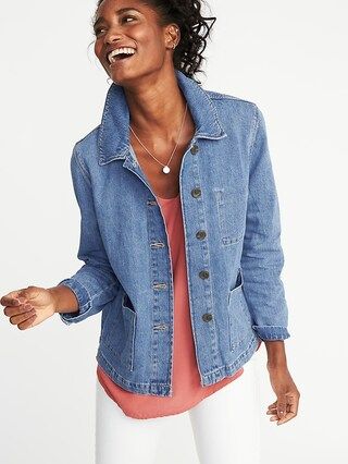 Old Navy Womens Button-Front Denim Chore Jacket For Women Medium Wash Size XS | Old Navy US