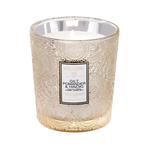 Voluspa Gilt Pomander and Hinoki, Classic Boxed 9 oz Candle, Coconut Wax Blend, Scented Candles for Home, 60 Hour Burn Time, Poured in The USA | Amazon (US)