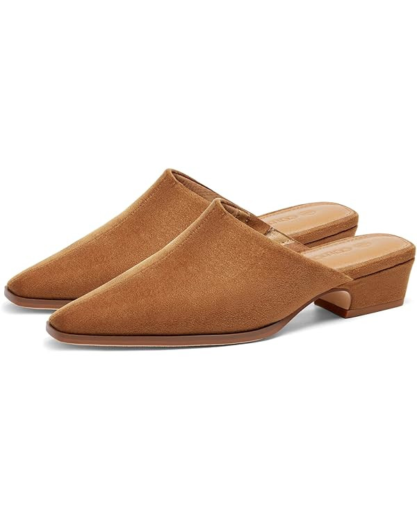 Coutgo Womens Square Toe Mules Slip On Chunky Low Heel Clogs Backless Business Casual Work Slides... | Amazon (US)