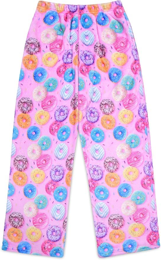 iscream Big Girls Silky Soft Plush Fleece Pants - Snacks & Sweets Collection | Amazon (US)