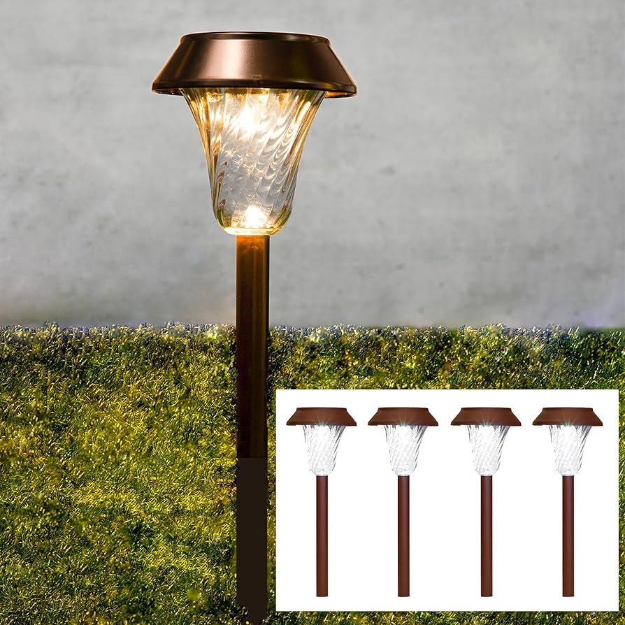 4 Pack Super Size 6" Diameter Bronze Solar Path Light with Large Solar Panel, Glass Lens, Metal G... | Amazon (US)
