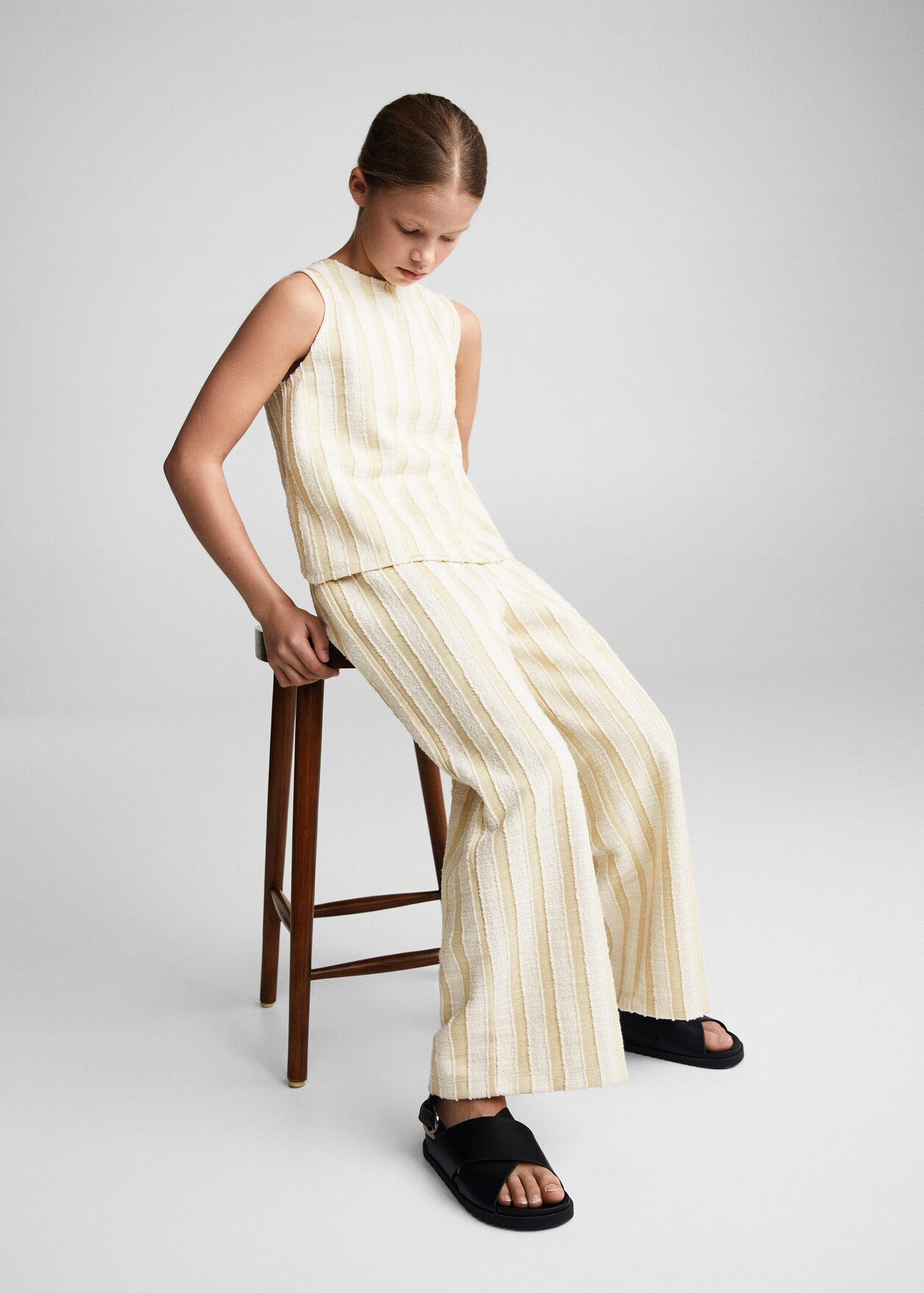 Textured striped t-shirt -  Girls | Mango Kids USA | MANGO (US)