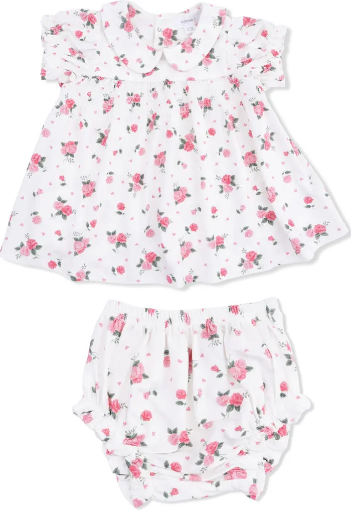 Pink Rosettes Smocked Puff Sleeve Dress with Bloomers | Nordstrom