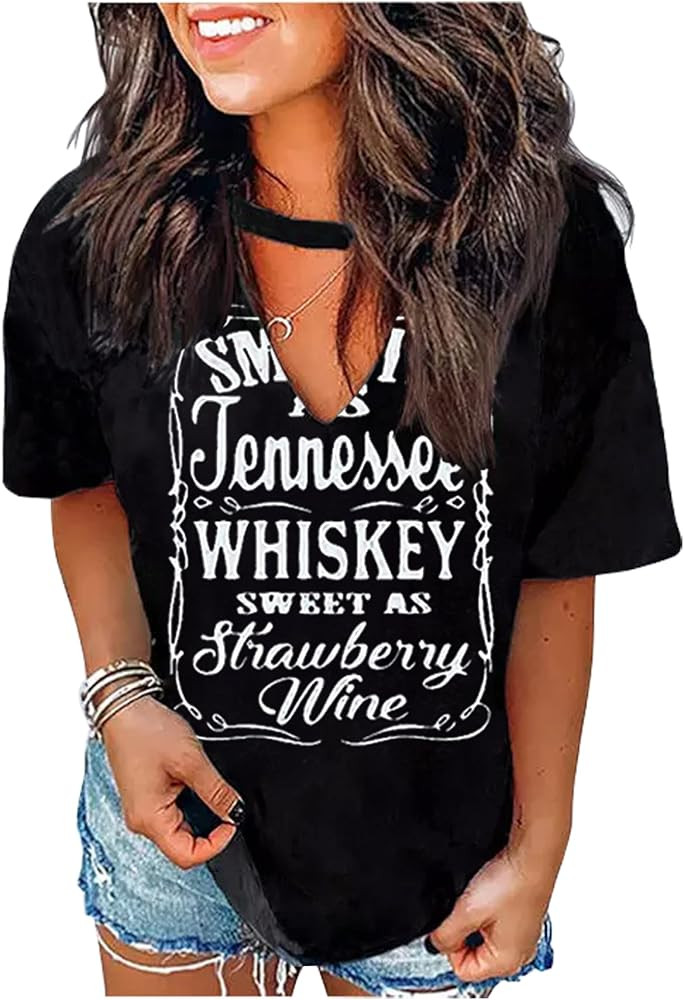 Hollow Out T Shirts for Women Western Graphic Shirts Country Cowgirls Shirts Casual Short Sleeve ... | Amazon (US)