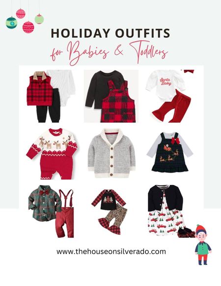 Check out these adorable holiday outfits for babies and toddlers to make sure your little one is ready for the season ahead. Christmas dresses, sleepers, rompers and sweater sets for both boys and girls. Seasonal colors, including Buffalo plaids! Dressing the littlest family members is so much fun, especially during the holidaysChristmas

#LTKbaby #LTKSeasonal #LTKHoliday