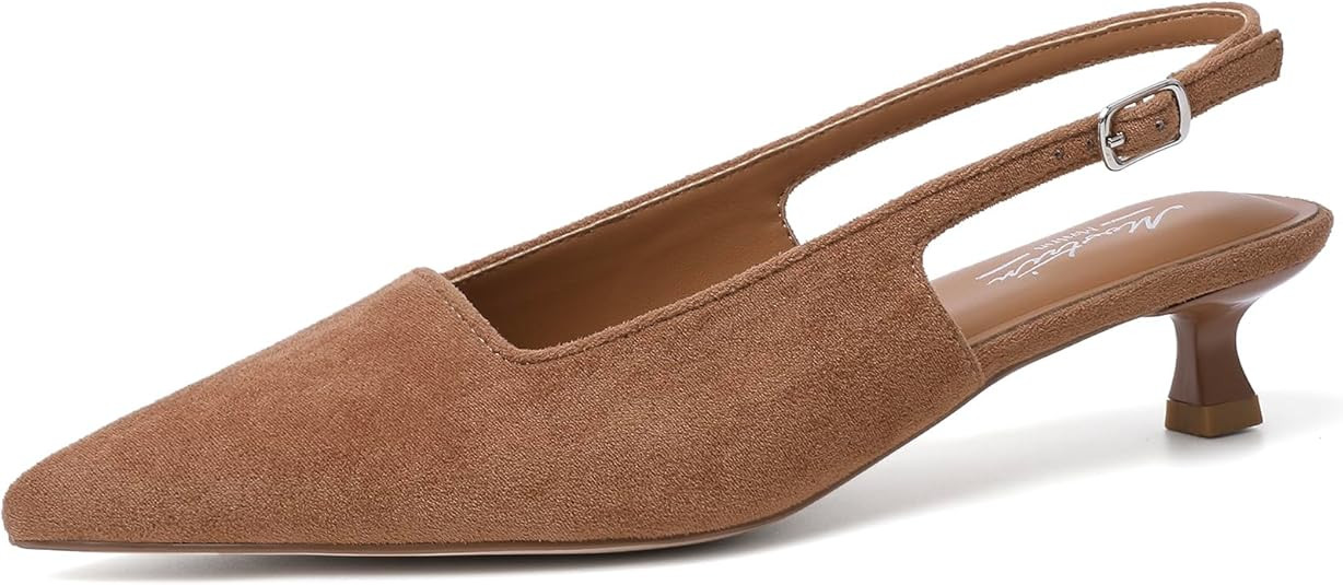 Mostrin Slingback Kitten Heels for Women Pointed Closed Toe Heels Low Pumps Shoes for Party Work ... | Amazon (US)