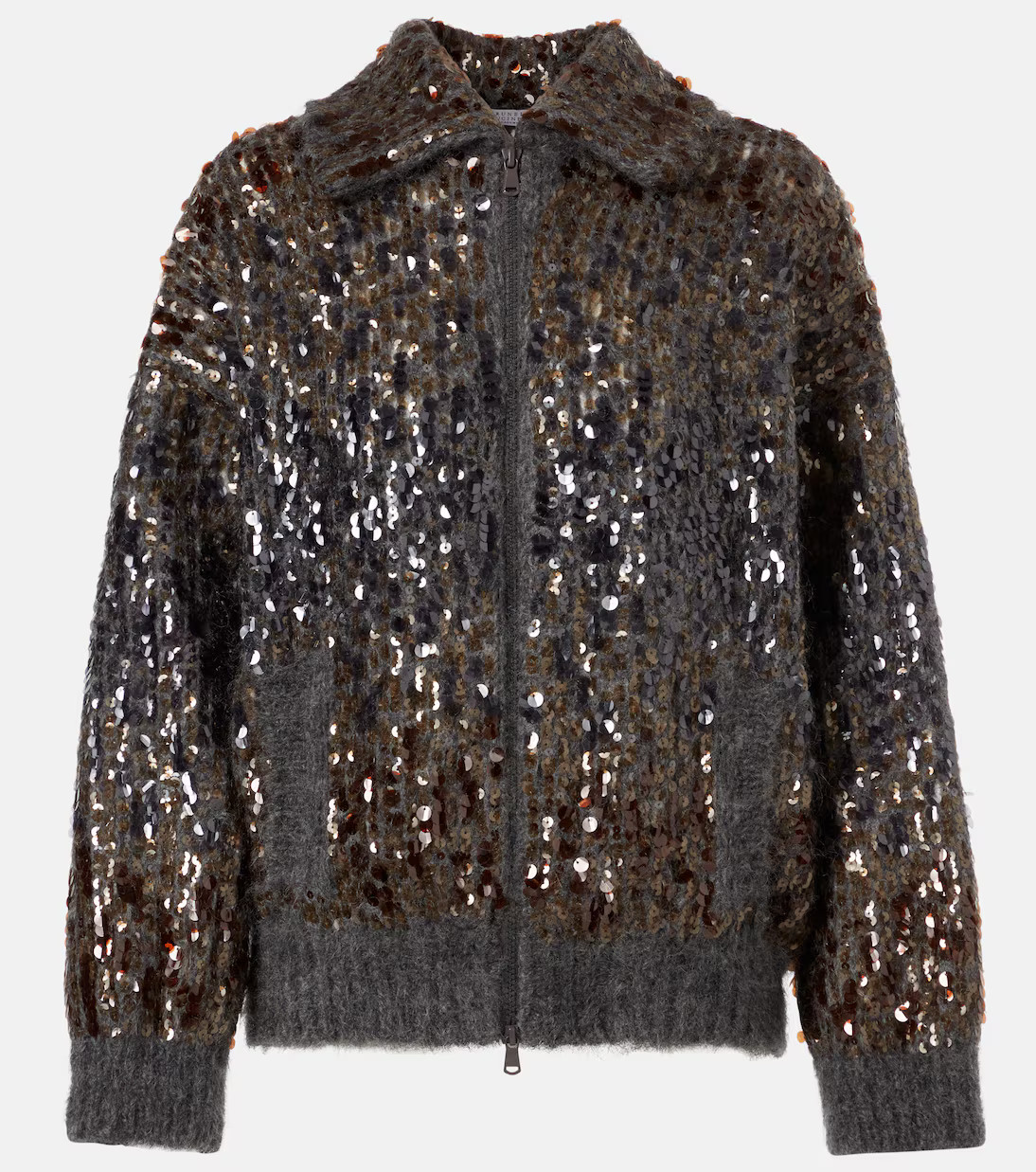 Sequined mohair-blend zip-up sweater | Mytheresa (UK)