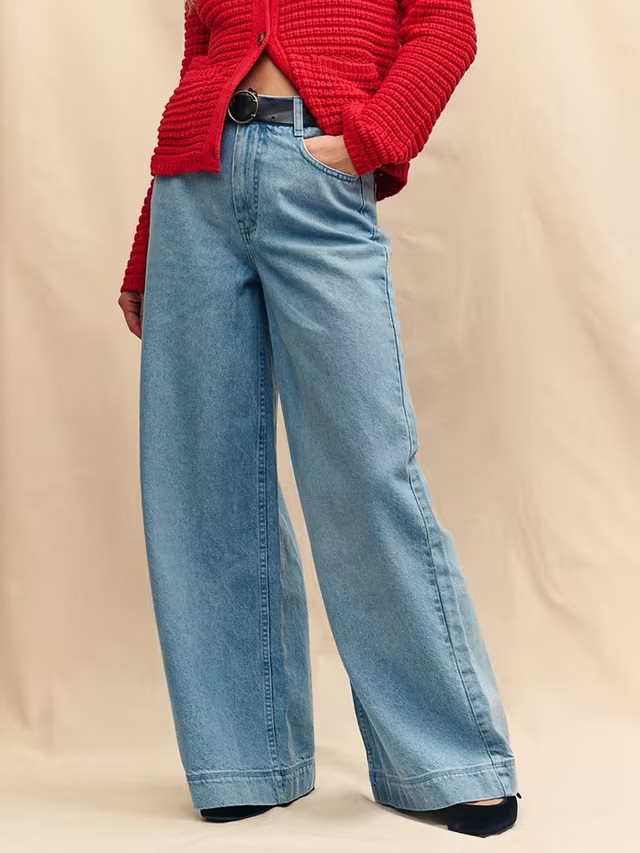 Nobody's ChildDina Flood Wide Leg Jeans, Mid Wash | John Lewis (UK)