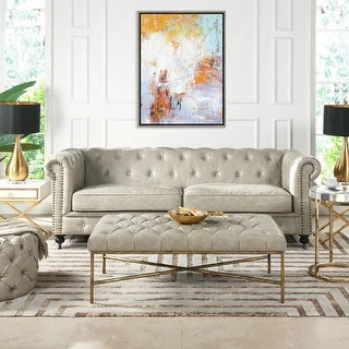 Copper Grove Apollo Tufted Chesterfield Sofa - Vintage Black Brown - Faux Leather | Bed Bath & Beyond