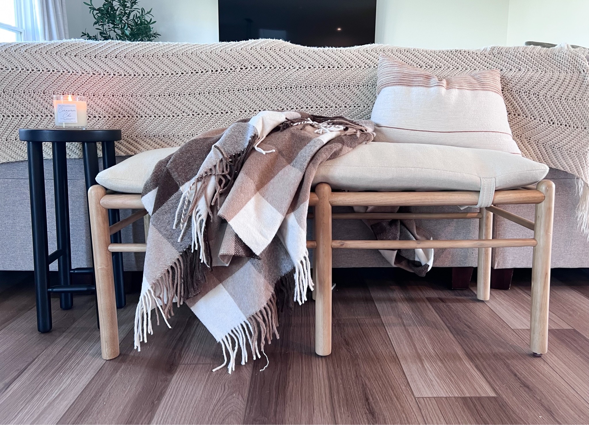 Accent bench from Studio McGee, throw pillow, accent table, throw blanket, fall colors 

#LTKSeasonal #LTKunder100 #LTKhome