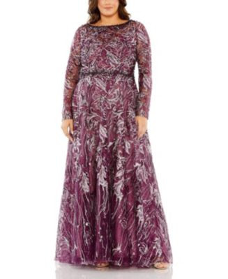 Plus Long Sleeve High Neck Embroidered & Beaded Detail  Gown | Bloomingdale's (US)