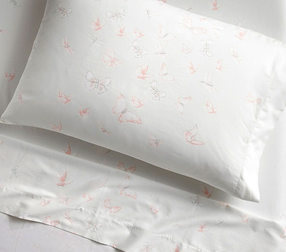 Monique Lhuillier Ethereal Butterfly Sateen Sheet Set | Pottery Barn Kids