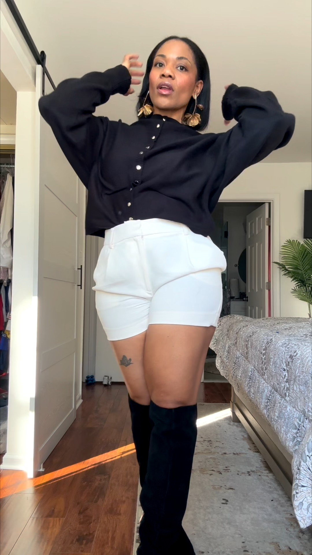 Classic neutrals never fail ✨
This black button-up + white shorts combo is flattering, versatile, and easy to dress up or down. Finished with knee-high boots for an elevated everyday look. Shop everything linked.

#LTKTall #LTKgrwm #LTKootd