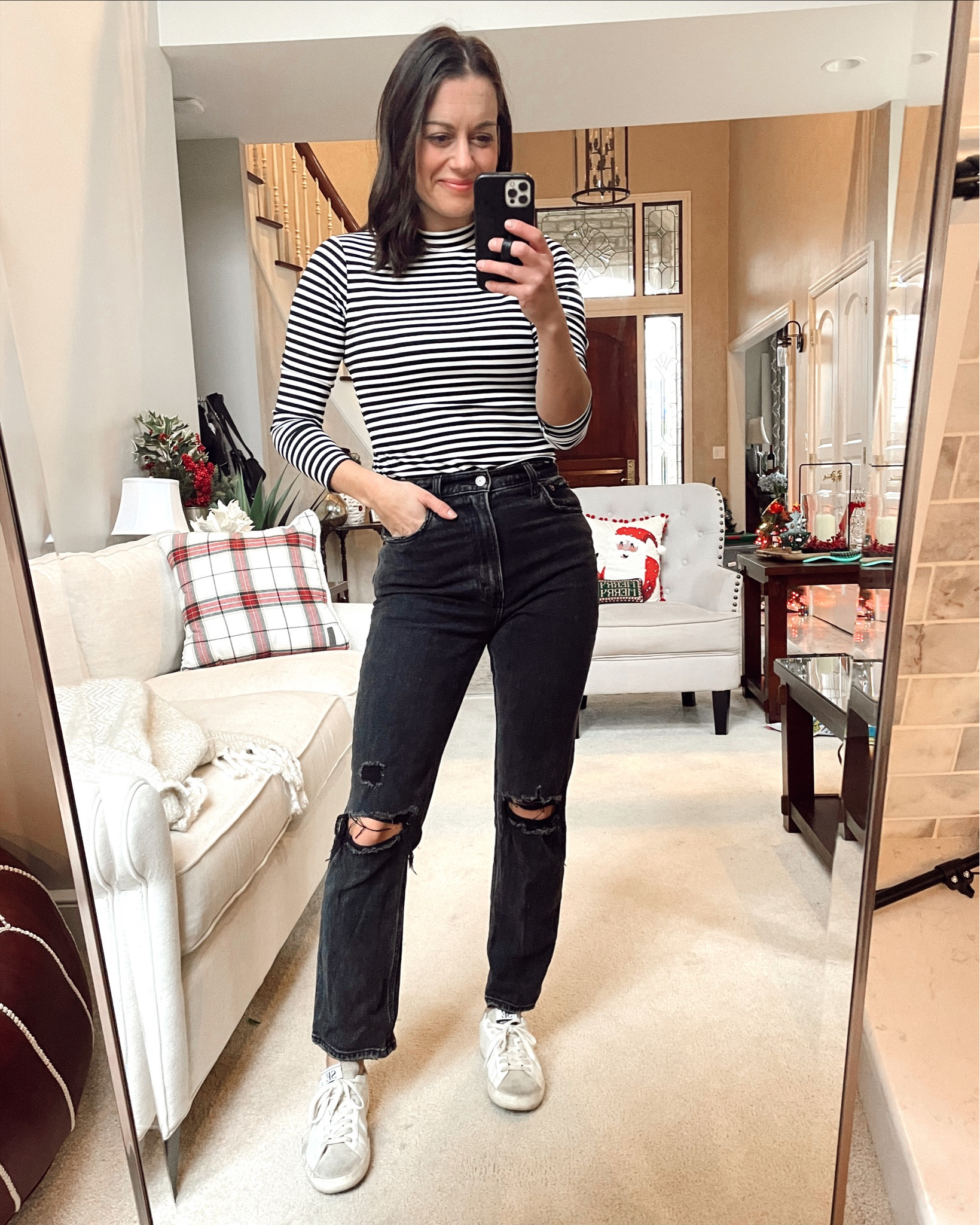 Abercrombie sale! Abercrombie jeans (runs true to size to small), striped top (true to size to small) 

#LTKSeasonal #LTKxAF #LTKsalealert