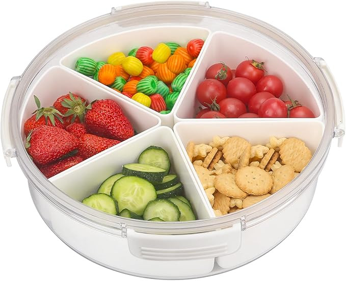 Divided Serving Tray with Lid, Removable Divided Platter Snack Box, Food Storage Charcuterie Cont... | Amazon (US)