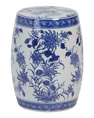 17in Flower Chinoiserie Ceramic Stool | TJ Maxx