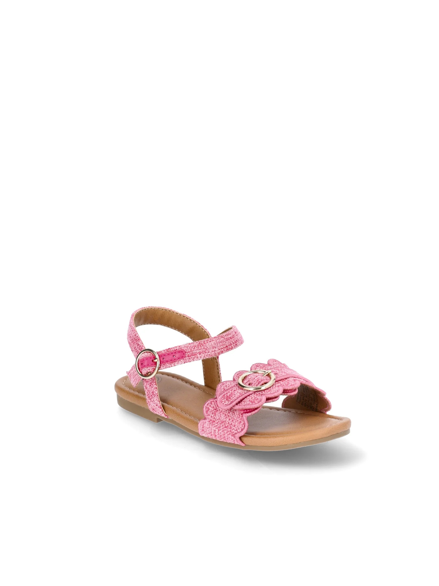 Wonder Nation Girl Scalloped 2 Strap Raffia Sandals | Walmart (US)