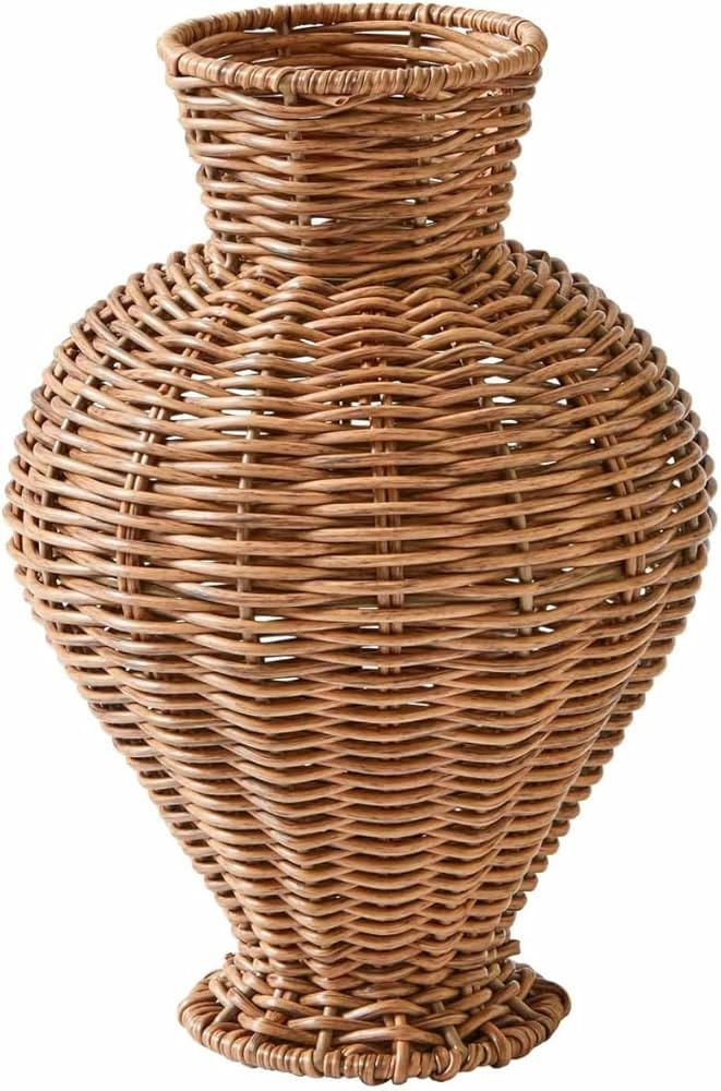 Faux Rattan Basketweave Vase, Brown, 10''H | Amazon (US)