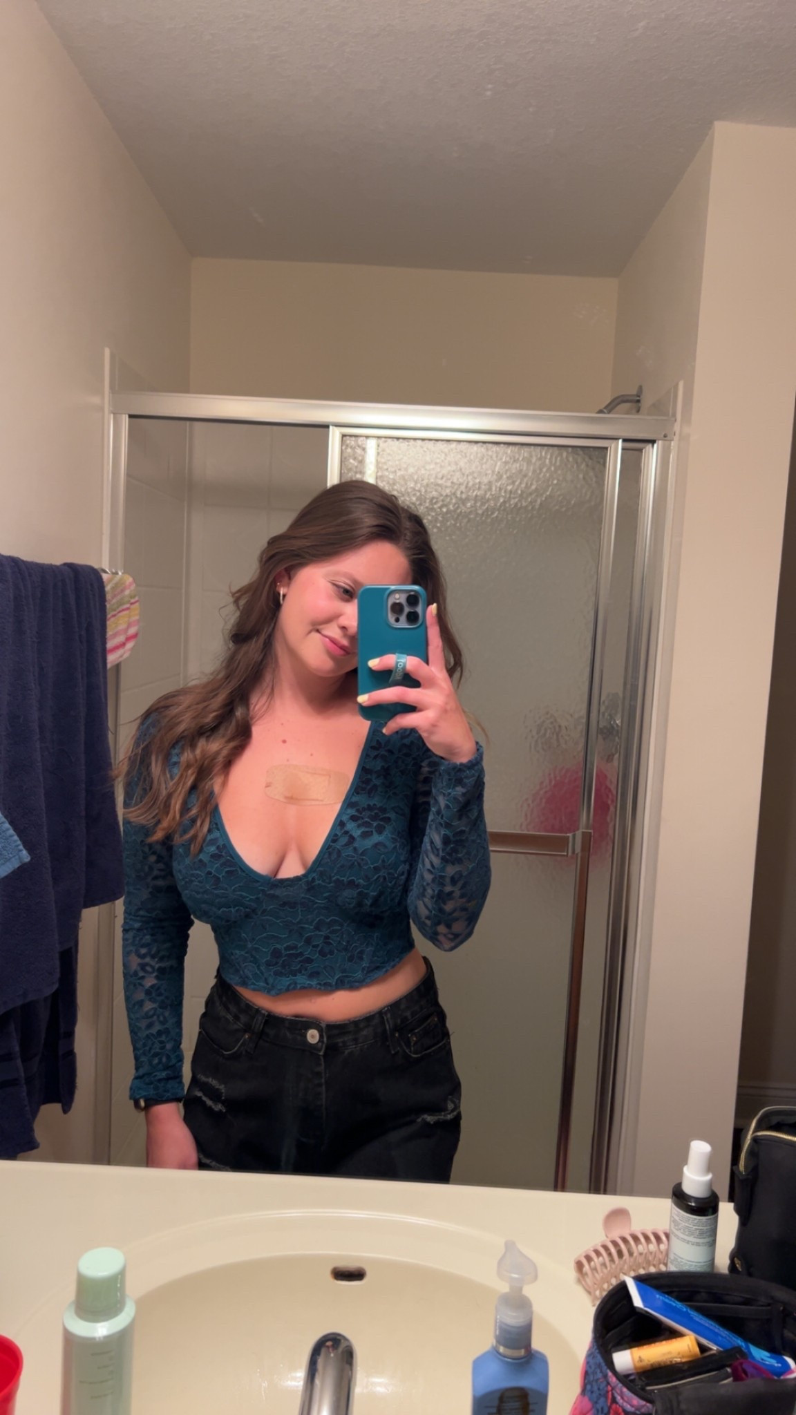 Teal Velvet Lace Corset Long Sleeve Top in a size small 

#LTKFindsUnder50 #LTKSeasonal #LTKSaleAlert