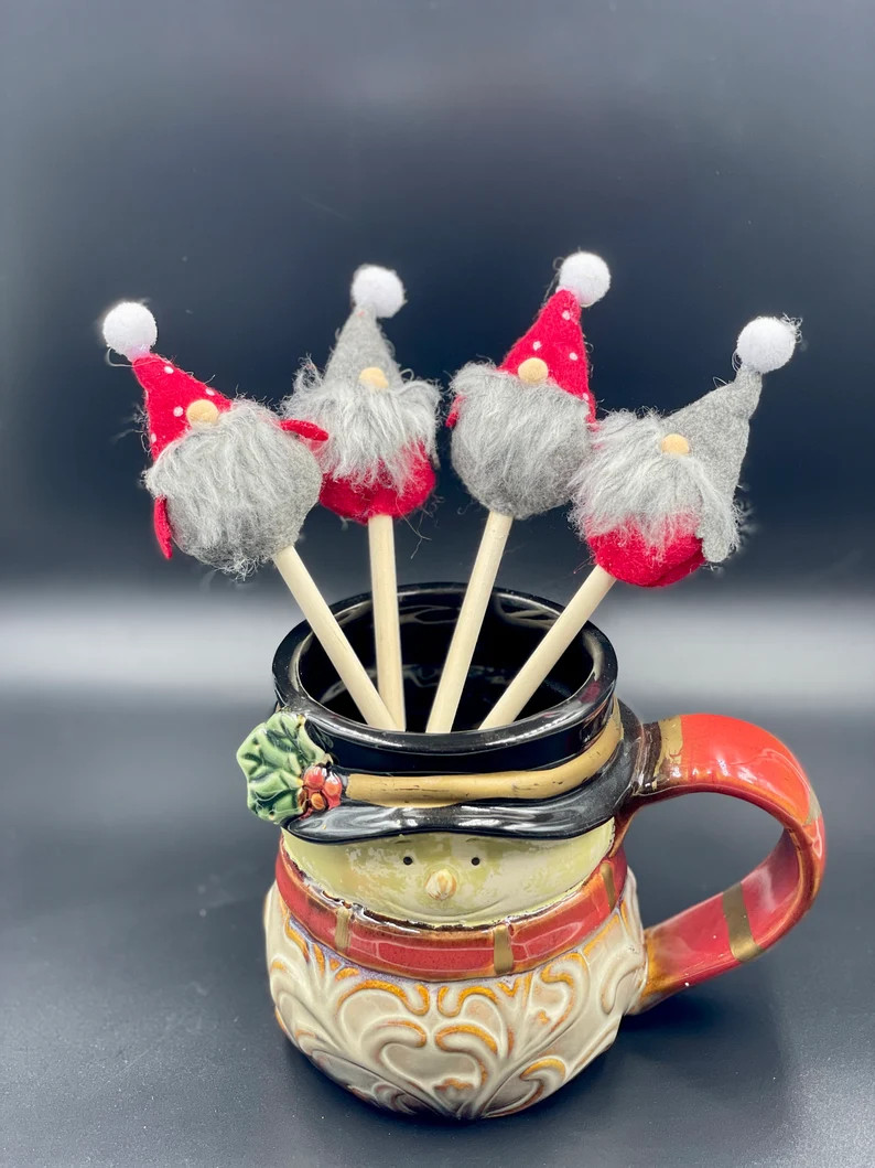 Gnome Christmas Drink Stirrers | Etsy (US)