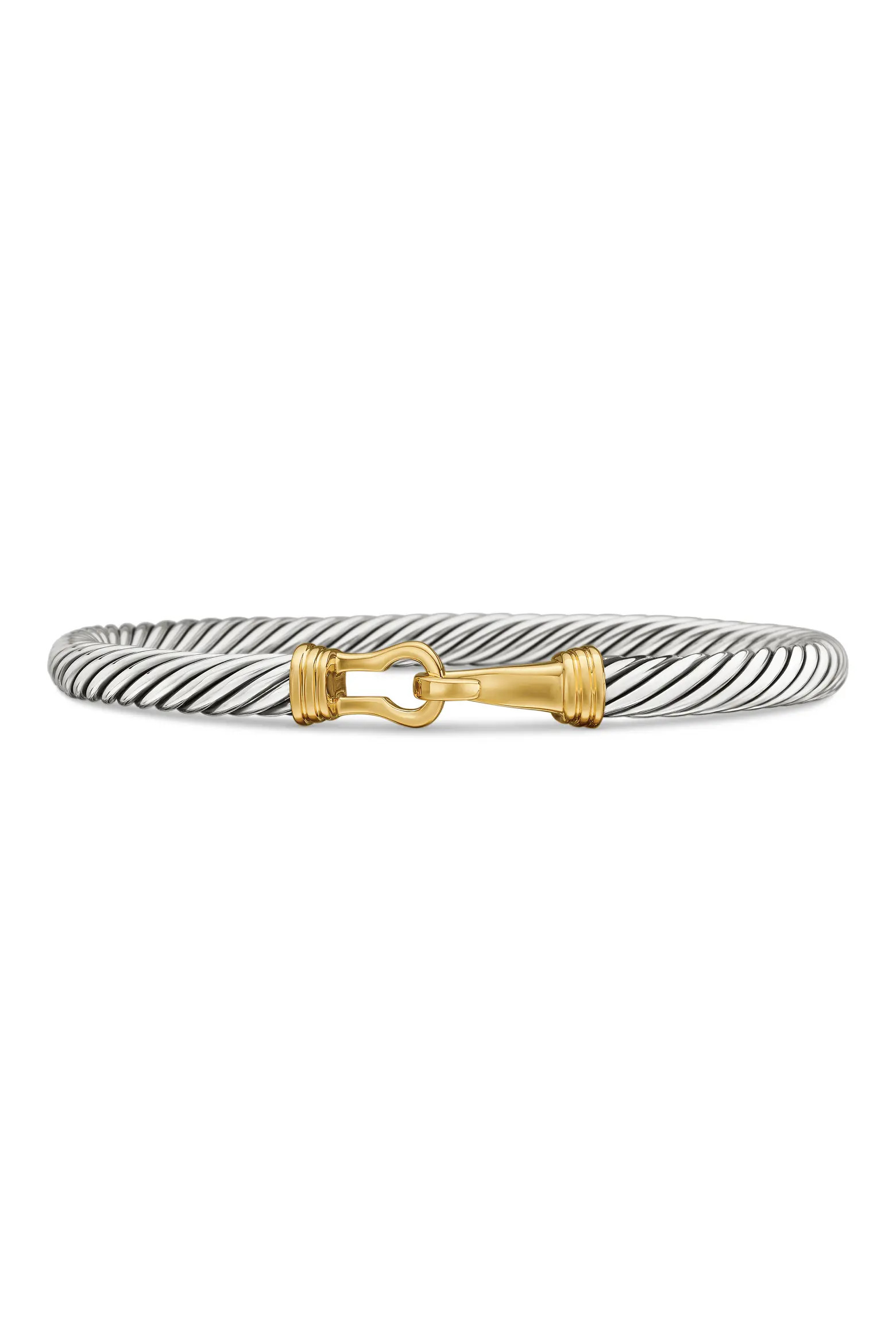 David Yurman Buckle Classic Cable Bracelet in Sterling Silver with 14K Yellow Gold, 5mm (Women) |... | Nordstrom