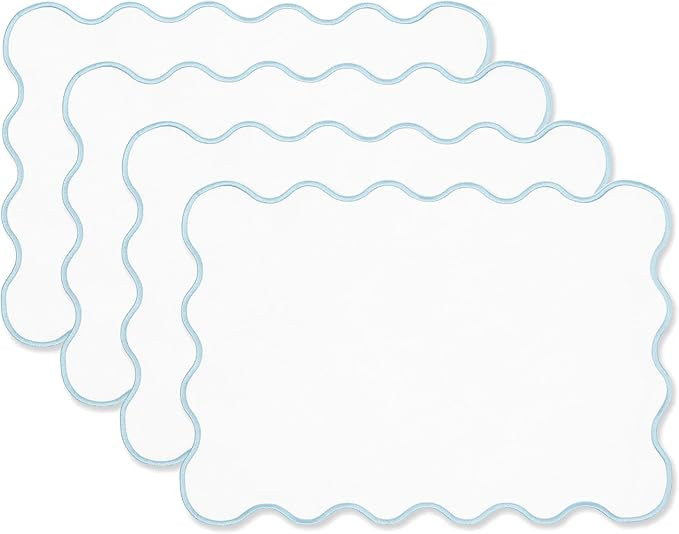 Hofdeco Premium Coastal Patio Indoor Outdoor Placemat Set of 4, 14"x19" Double-Layered, Waterproo... | Amazon (US)