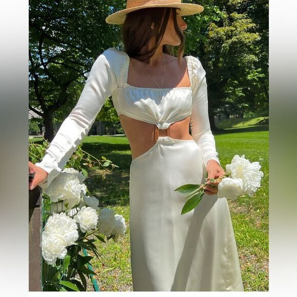 WeWoreWhat / Cut Out Satin Charmeuse Midi Dress | Poshmark