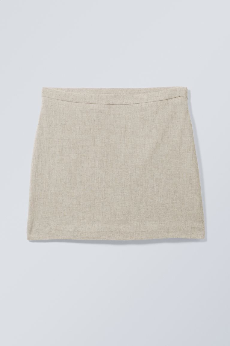 Millie Linen Mix Mini Skirt - Ecru - Ladies | H&M GB | H&M (UK, MY, IN, SG, PH, TW, HK)